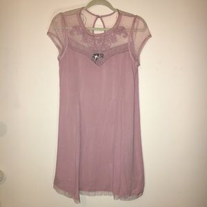 Francesca's gorgeous blush dress with lace detail